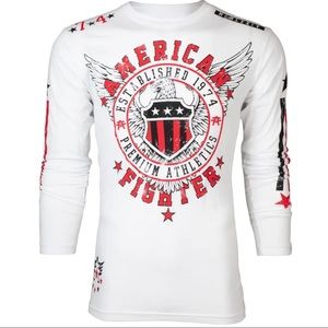 American Fighter Mens Long Sleeve Shirt EXCELSIOR Premium White S-3XL
